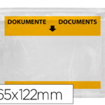 Pochette porte-documents q-connect 165x122mm auto-adhesive transparente texte francais allemand boite 100 unites