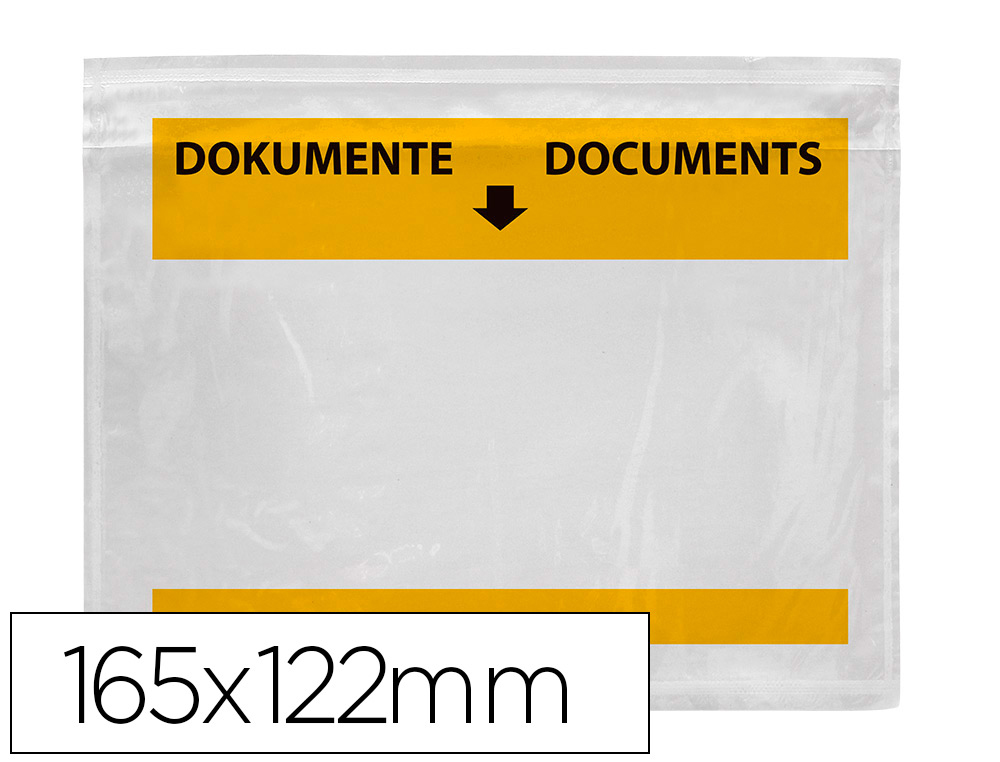 972384g-1.jpg Pochette porte-documents q-connect 165x122mm auto-adhesive transparente texte francais allemand boite 100 unites – Image 1