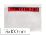 Pochette documents ci-inclus q-connect auto-adhesive       transparente 113x100mm texte  anglais paquet 100 unites