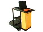 Chariot nettoyage q-connect polypropylène roues poche zip 2 étagères plateforme support seau 58x24x96cm