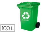 Poubelle q-connect conteneur plastique couvercle 100l 470x750x370mm verre coloris vert