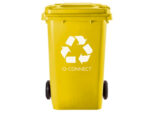 Poubelle q-connect conteneur plastique couvercle 100l 470x750x370mm plastique emballages coloris jaune – Image 3