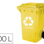 Poubelle q-connect conteneur plastique couvercle 100l 470x750x370mm plastique emballages coloris jaune