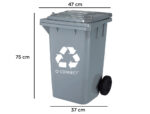 Poubelle q-connect conteneur plastique couvercle 100l 470x750x370mm déchets organiques coloris gris – Image 2