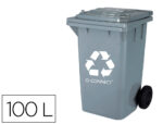 Poubelle q-connect conteneur plastique couvercle 100l 470x750x370mm déchets organiques coloris gris
