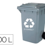 Poubelle q-connect conteneur plastique couvercle 100l 470x750x370mm déchets organiques coloris gris