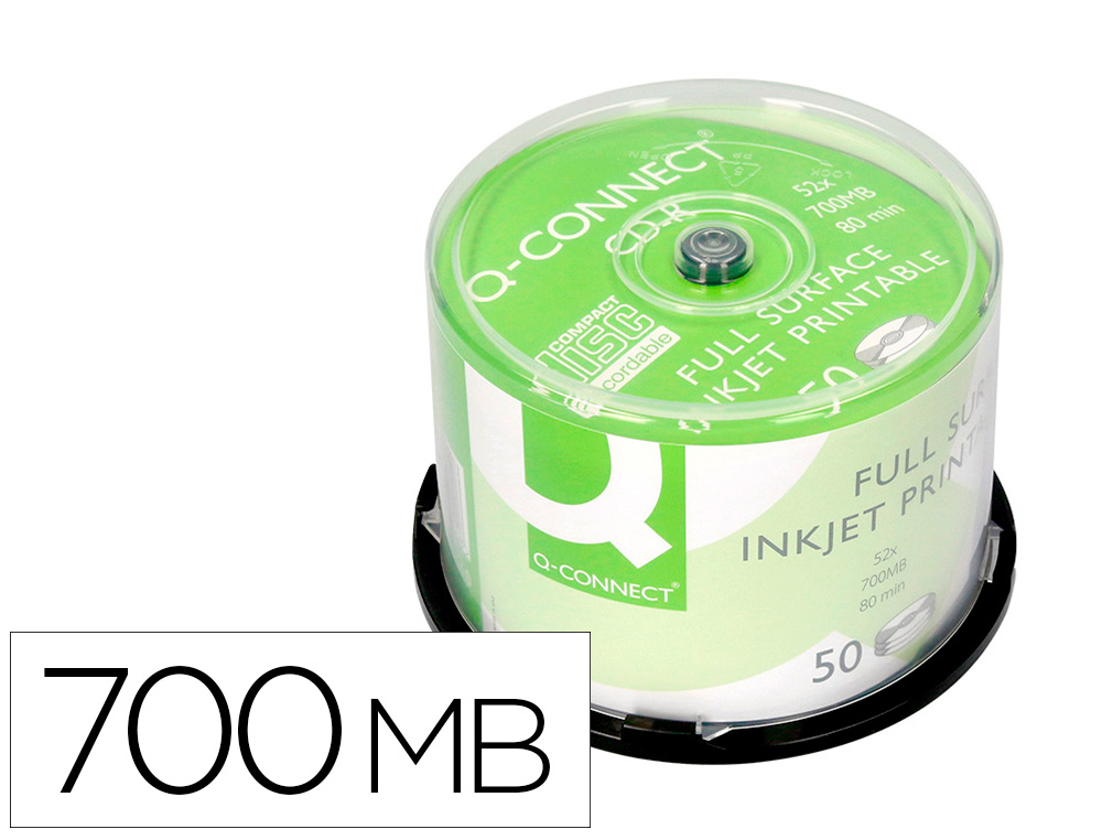 972681g-1.jpg Cd-r q-connect capacité 700mb 80min vitesse 52x fiable grande capacité tour 50 unités – Image 1