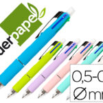 Stylo-bille liderpapel 5 en 1 pointe 0.5mm trait 0.7mm rétractable 4 couleurs d'encre porte-mine 0.5mm gomme