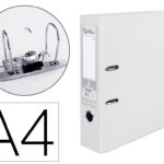 Classeur levier liderpapel a4 documenta carton rembordé pvc 1,9mm dos 75mm rado métallique coloris blanc