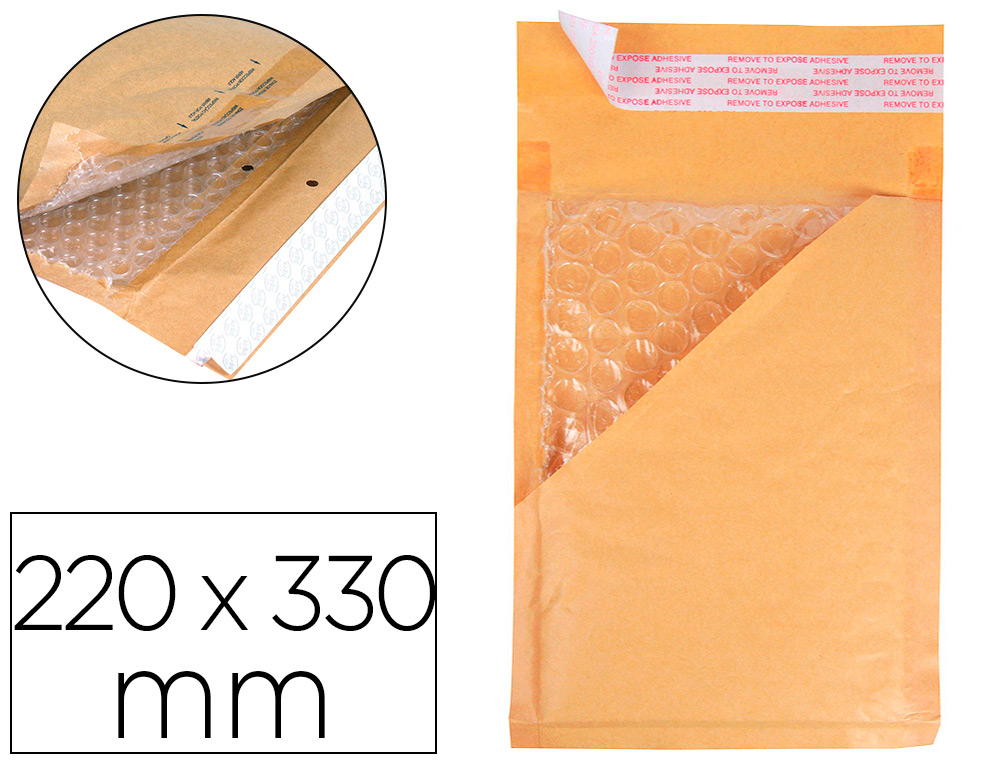 972792g-1.jpg Pochette bulles d'air q-connect 220x330mm 82g kraft matelasse rabat droit auto-adhesive sans fenetre lot 50 unites – Image 1