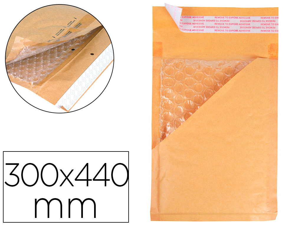 972795g-1.jpg Pochette bulles d'air q-connect 300x440mm 82g kraft matelasse rabat droit auto-adhesive sans fenetre lot 50 unites – Image 1