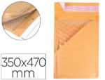 Pochette bulles d'air q-connect 350x470mm 82g kraft matelasse rabat droit auto-adhesive sans fenetre lot 50 unites