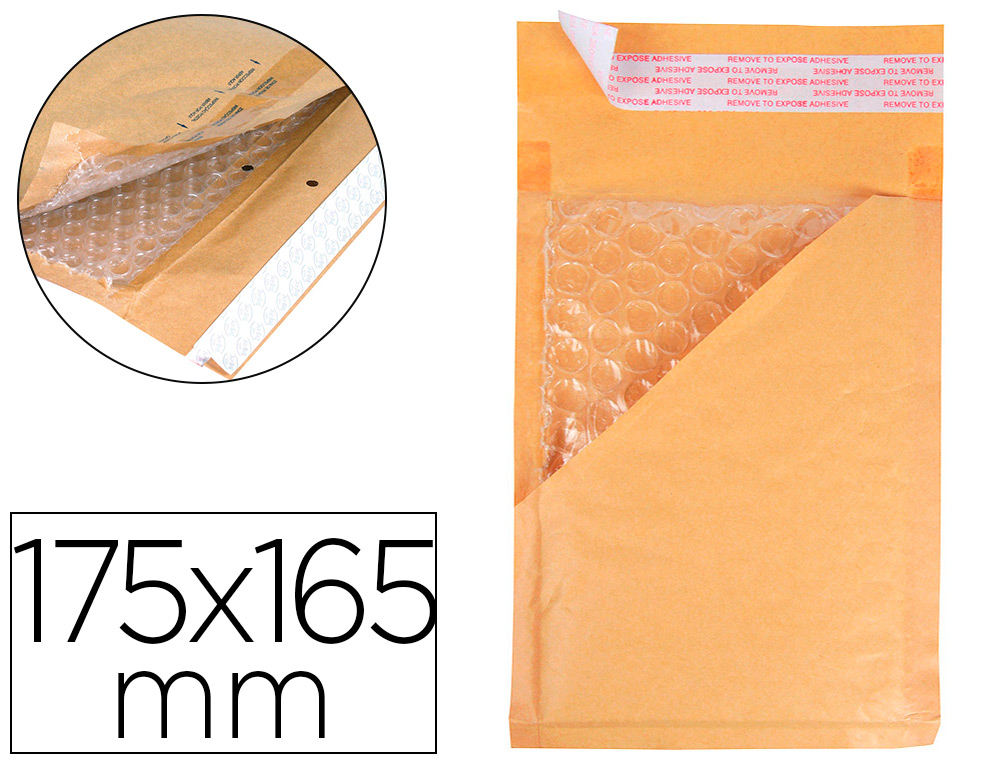 972797g-1.jpg Pochette bulles d'air q-connect 175x165mm cd/dvd 82g kraft matelasse rabat droit auto-adhesive sans fenetre lot 100 uni – Image 1