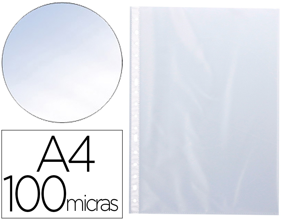 973564g-1.jpg Pochette q-connect polypropylène lisse 10/100e perforée cristal antistatique a4 210x297mm boite de 100 unites – Image 1