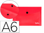 Pochette enveloppe liderpapel polypropylène 180 microns a6 148x105mm 50f fermeture bouton transparent rouge