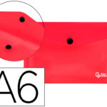 Pochette enveloppe liderpapel polypropylène 180 microns a6 148x105mm 50f fermeture bouton transparent rouge