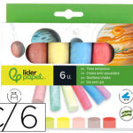 Craie trottoir liderpapel activités créatives scolaires coloris assortis boîte 6 unités