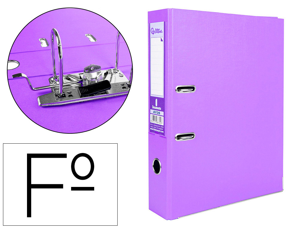 979701g-1.jpg Classeur levier liderpapel documenta a4+ carton remborde dos 75mm rado metallique coloris lilas – Image 1