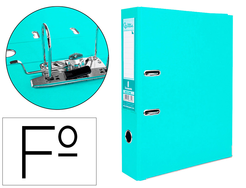 979703g-1.jpg Classeur levier liderpapel documenta a4+ carton remborde dos 75mm rado metallique coloris vert clair – Image 1