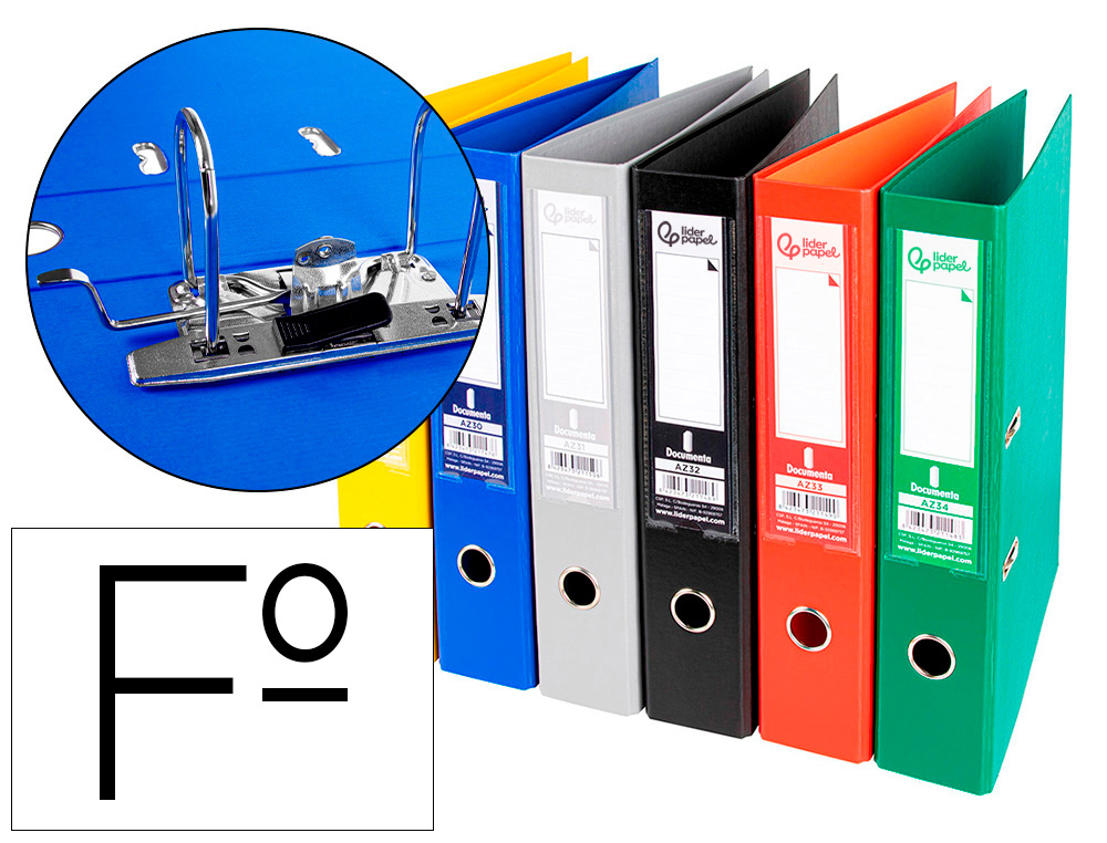 979704g-1.jpg Classeur levier liderpapel documenta a4+ carton remborde dos 75mm rado metallique coloris assortis clasic – Image 1