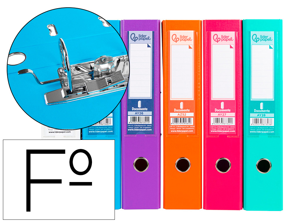 979739g-1.jpg Classeur levier liderpapel documenta a4+ carton remborde dos 75mm rado metallique coloris assortis trending – Image 1