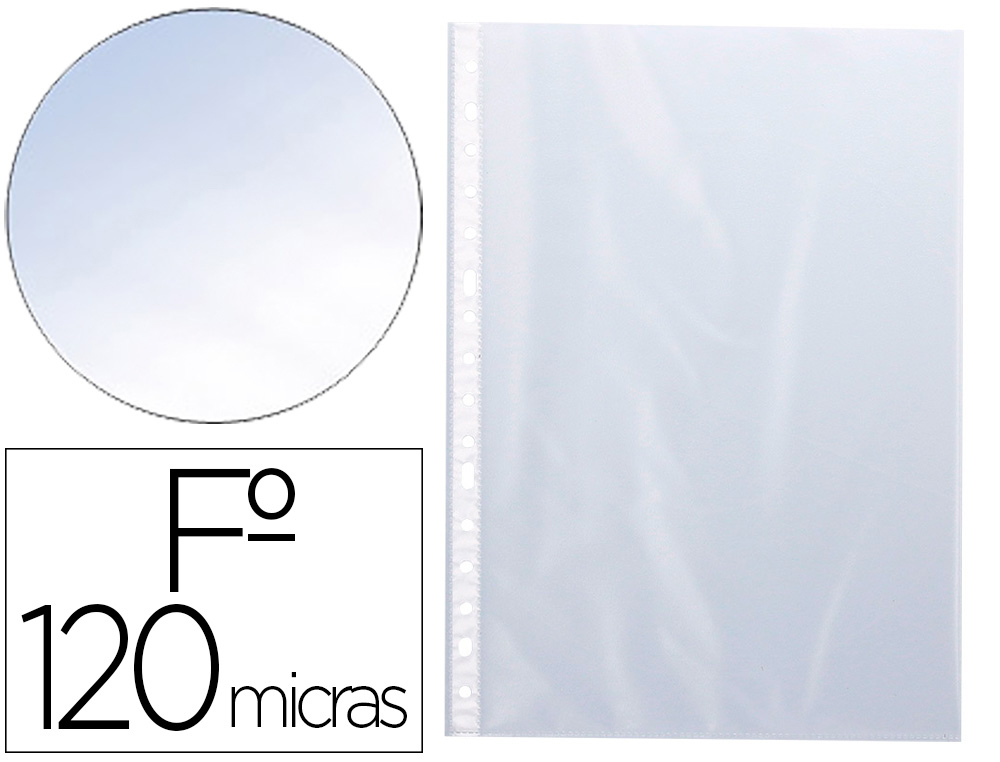 979762g-1.jpg Pochette q-connect polypropylene lisse perforee folio 120 mc cristal sachet 10 unites – Image 1