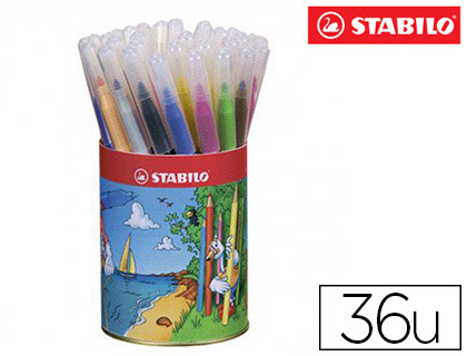 98386g-1.jpg Feutre coloriage stabilo power capuchon ventilé encre lavable pointe moyenne ne sèche pas pot 36 unités – Image 1
