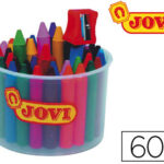 Craie cire jovi jovicolor 75mm diamètre 11mm pot 60 unités + 1 taille-crayon