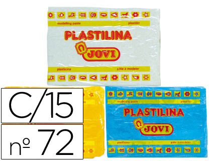 Pâte à modeler jovi plastilina végétale assortiment 15 pains 350g