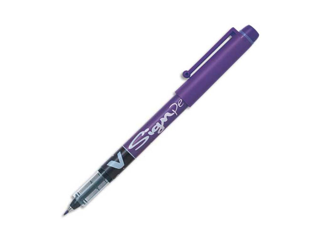 98845g-1.jpg Stylo-feutre pilot v sign pen écriture moyenne 0.6mm pointe fibre polyester encre intense liquide niveau visible violet – Image 1