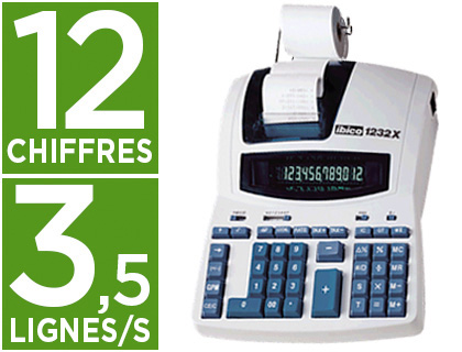99285g-1.jpg Calculatrice ibico 1232x imprimante professionnelle bicolore 12 chiffres conversion franc/euro 230x300x75mm 1.8kg – Image 1